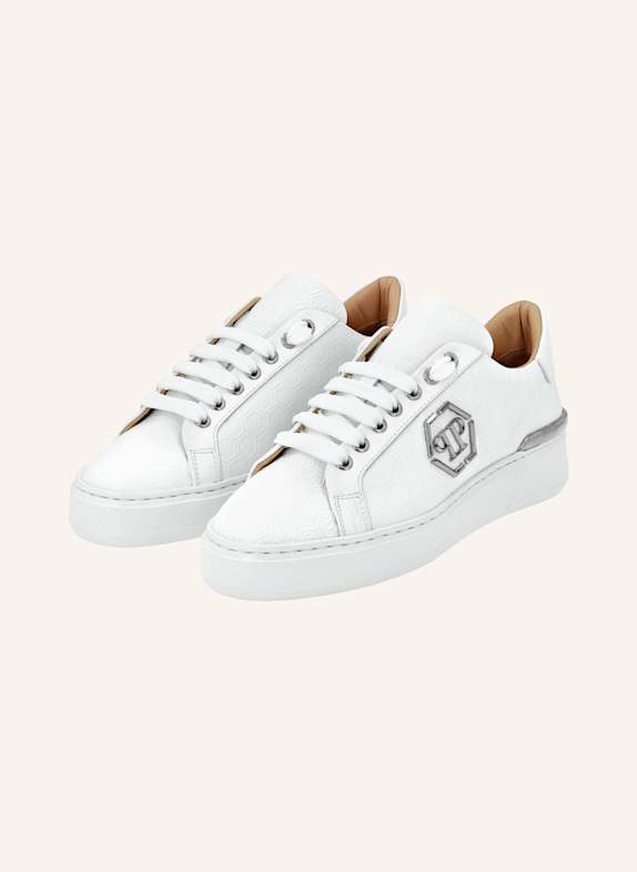 PHILIPP PLEIN Leder Sneaker MONOGRAM WEISS