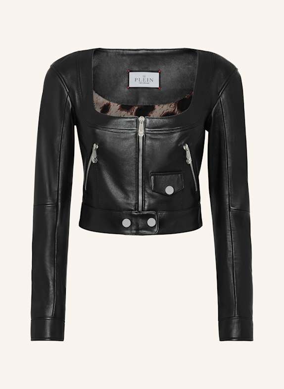 PHILIPP PLEIN Lederjacke SCHWARZ