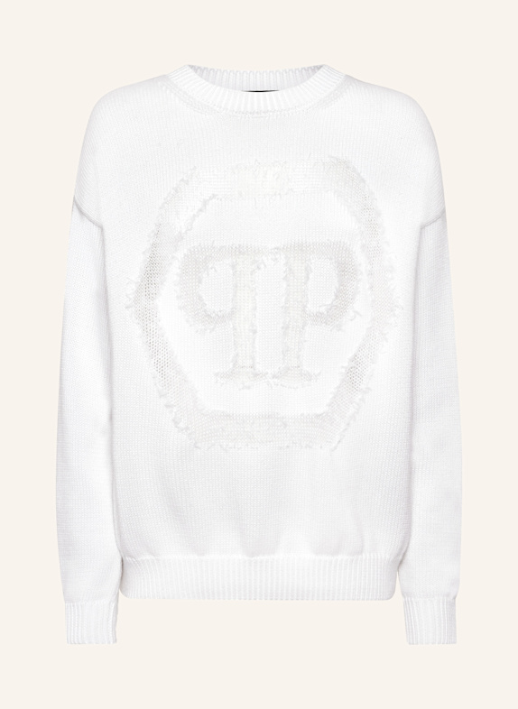 PHILIPP PLEIN PHILIPP PLEIN Rundhalspullover HEXAGON WEISS