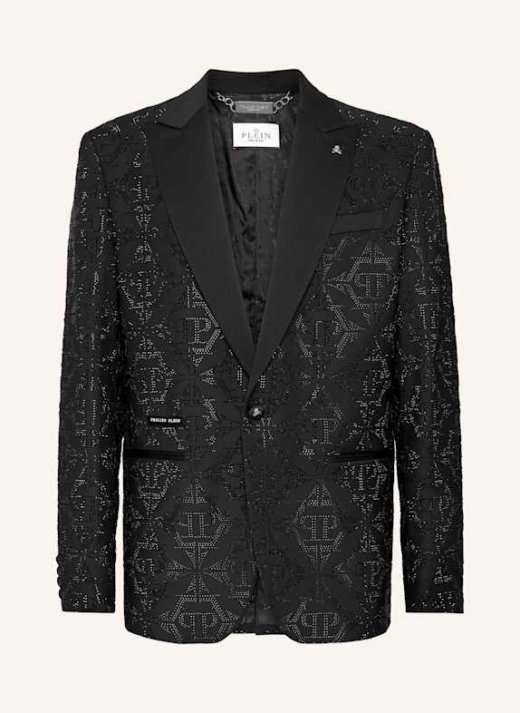 PHILIPP PLEIN Ein-Knopf-Blazer Slim Fit HEXAGON SCHWARZ