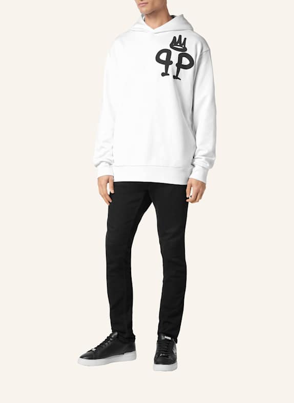 PHILIPP PLEIN Kapuzen-Sweatshirt KING PLEIN WEISS