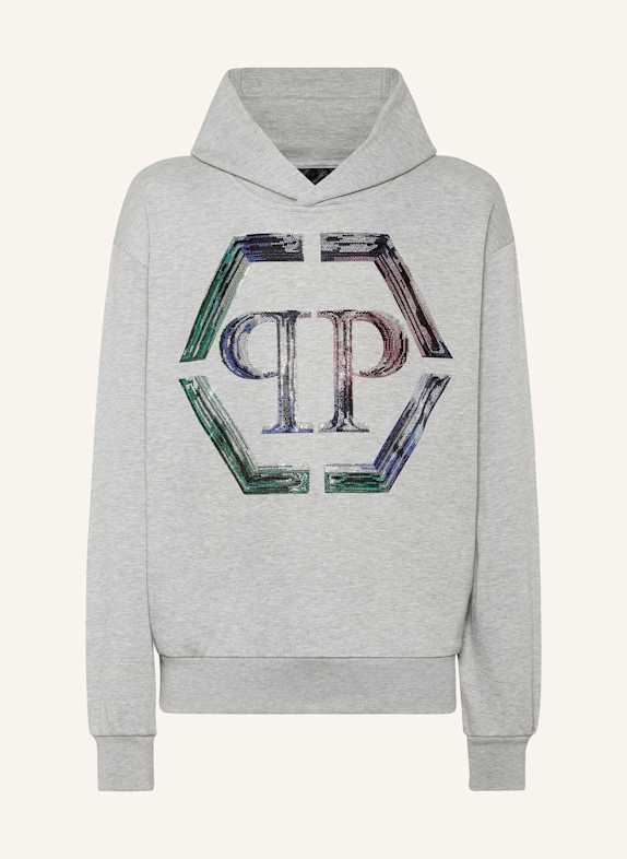 PHILIPP PLEIN Sweatshirt mit Kapuze HEXAGON GRAU