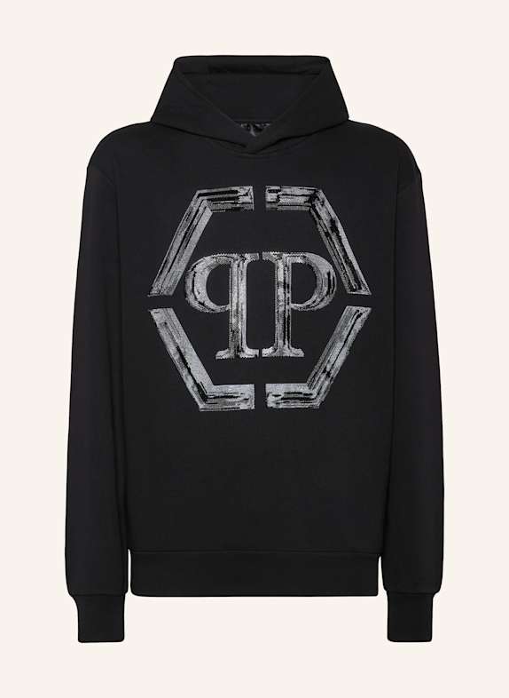PHILIPP PLEIN Sweatshirt mit Kapuze HEXAGON SCHWARZ