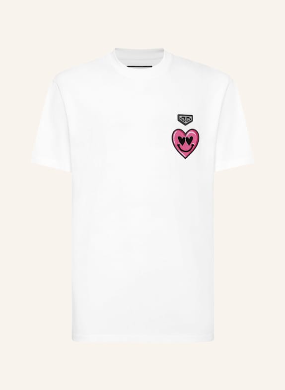 PHILIPP PLEIN PHILIPP PLEIN T-Shirt Rundhalsausschnitt SMILE WEISS/ NEONROSA