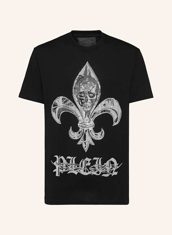 PHILIPP PLEIN T-Shirt Rundhalsausschnitt Ss CHROME SCHWARZ