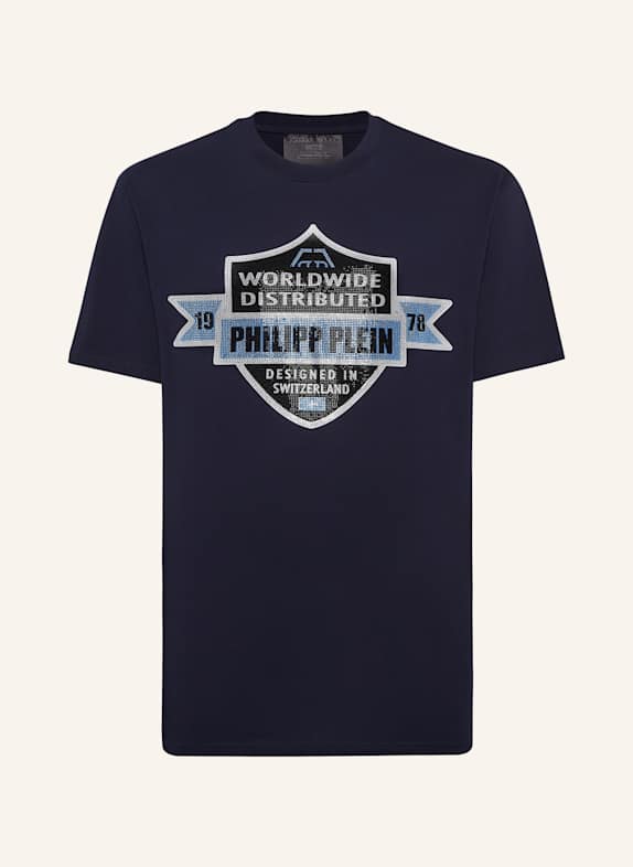 PHILIPP PLEIN T-Shirt Rundhalsausschnitt Ss CREST DUNKELBLAU