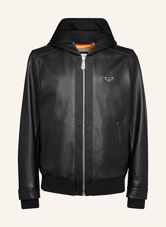 PHILIPP PLEIN Lederjacke SCHWARZ