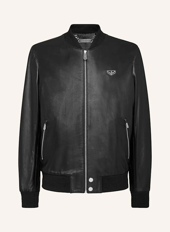 PHILIPP PLEIN Leder-Bomber ICONIC PLEIN SCHWARZ