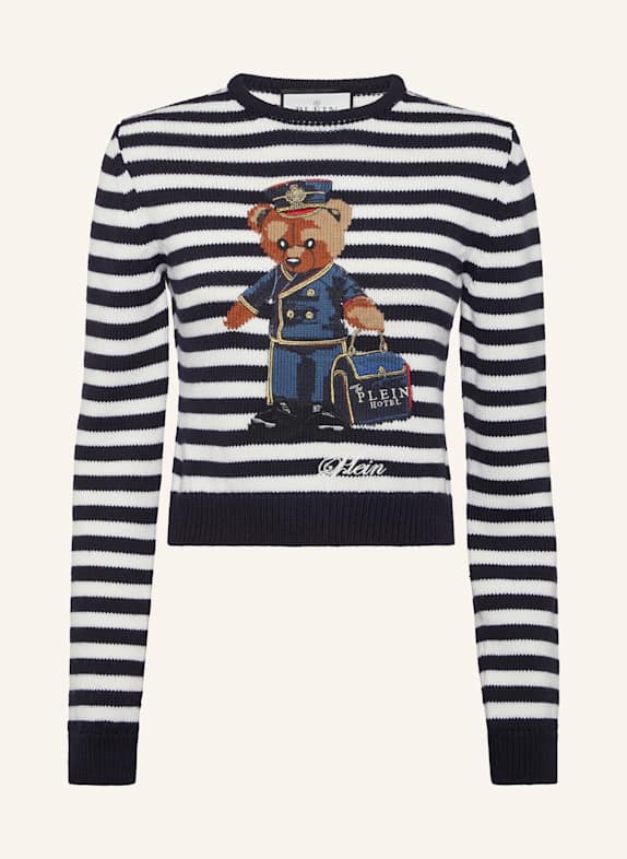 PHILIPP PLEIN Pullover Rundhalsausschnitt Ls TEDDY DUNKELBLAU
