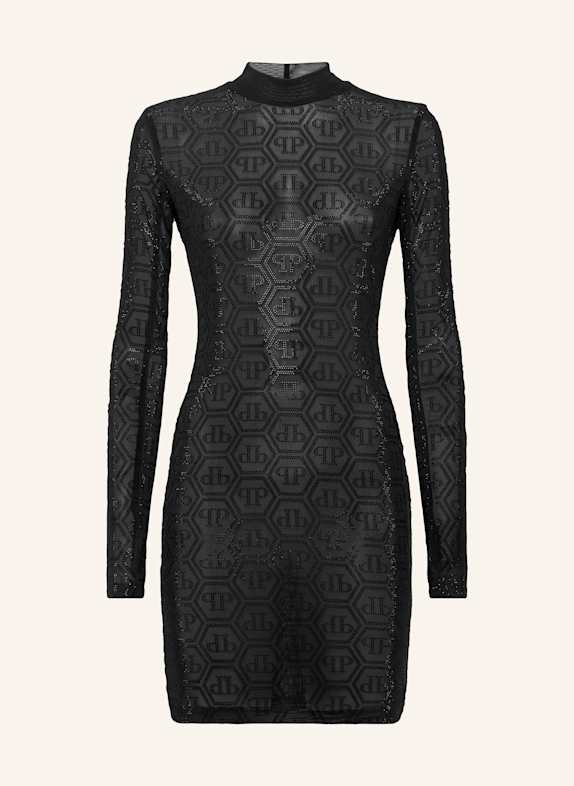 PHILIPP PLEIN Kurzes Kleid MONOGRAM SCHWARZ