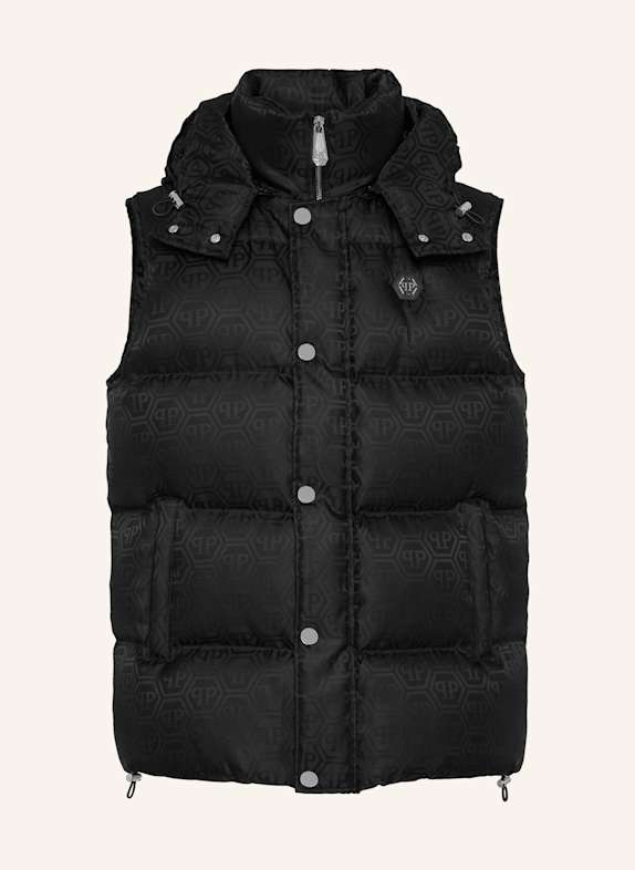 PHILIPP PLEIN Daunenjacke Weste MONOGRAM SCHWARZ