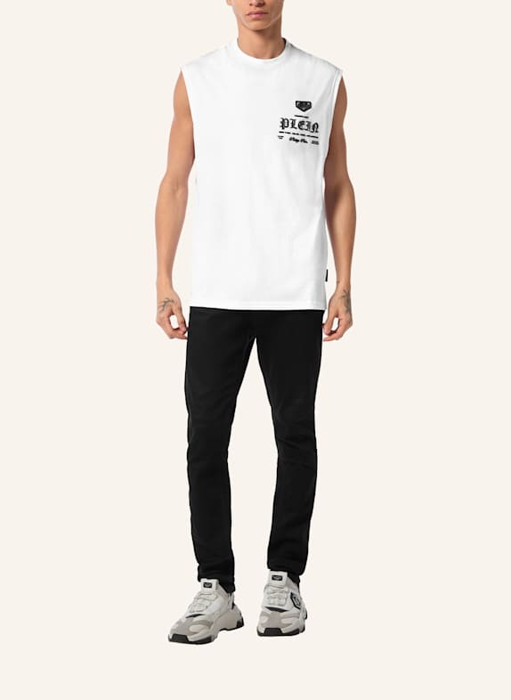 PHILIPP PLEIN Kurzarm-Rundhals-T-Shirt WEISS