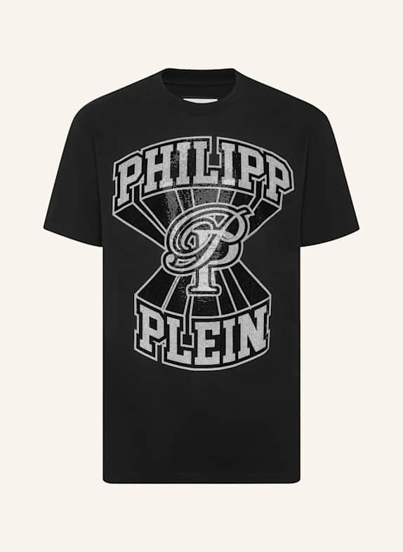 PHILIPP PLEIN T-Shirt Rundhalsausschnitt Ss COLLEGE SCHWARZ