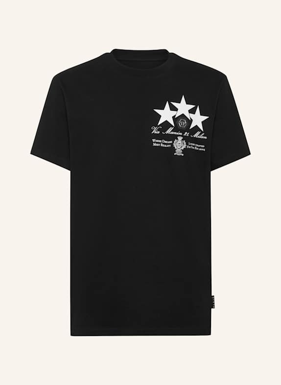PHILIPP PLEIN T-Shirt Rundhalsausschnitt Ss STARS SCHWARZ
