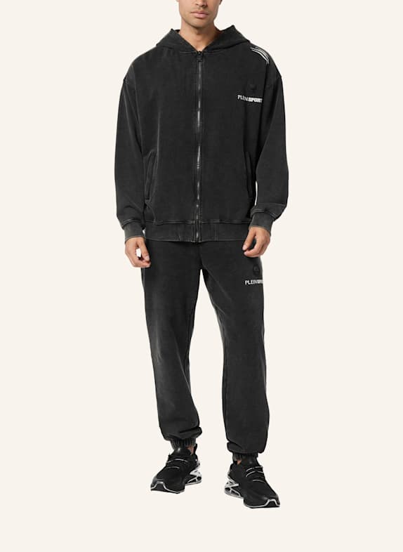 PLEIN SPORT Kapuzen-Sweatjacke SCHWARZ