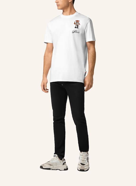 PHILIPP PLEIN Kurzarm-Rundhals-T-Shirt TEDDY WEISS