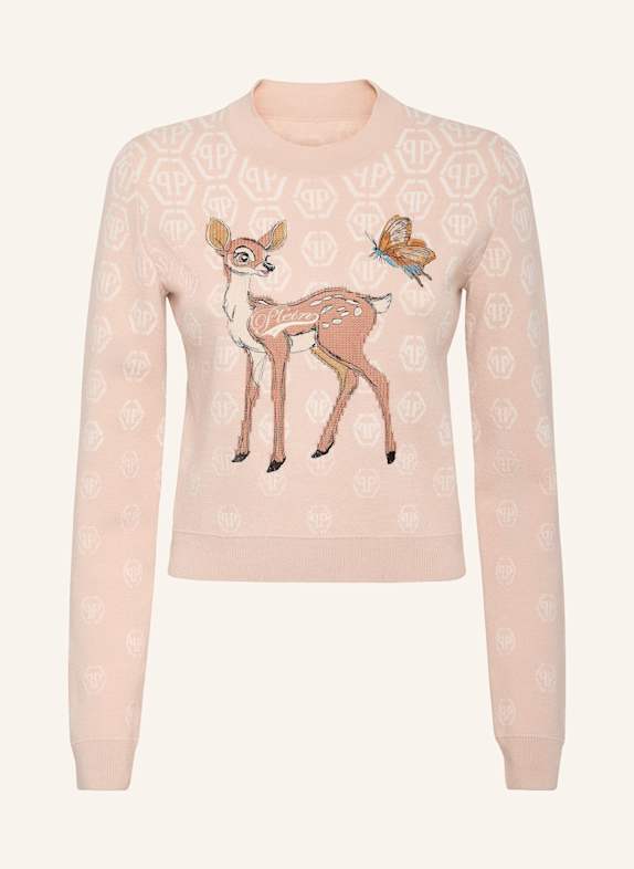 PHILIPP PLEIN Pullover Rundhalsausschnitt Ls MONOGRAM BEIGE