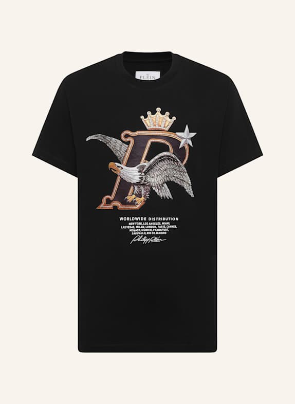 PHILIPP PLEIN T-Shirt Rundhalsausschnitt Ss EAGLE SCHWARZ