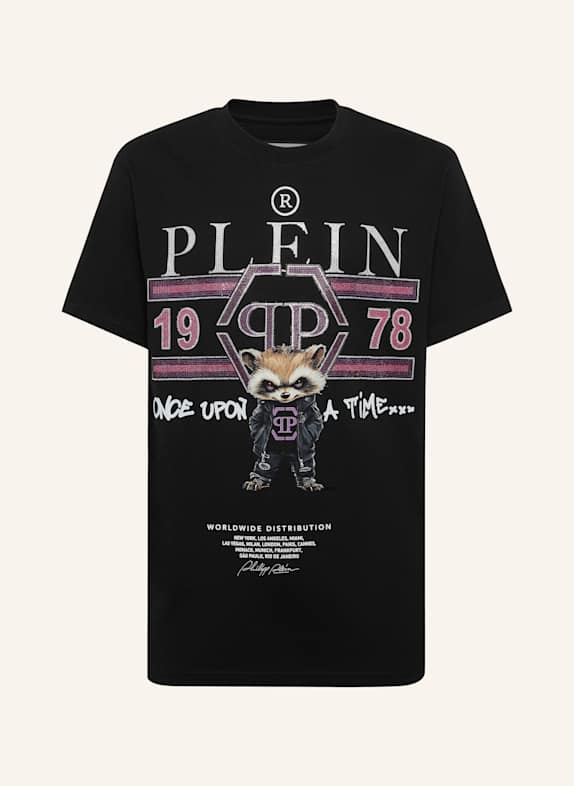 PHILIPP PLEIN T-Shirt Rundhalsausschnitt Ss COLLEGE SCHWARZ