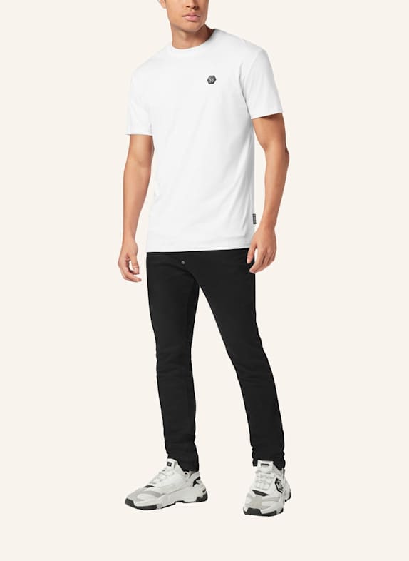 PHILIPP PLEIN Kurzarm-Rundhals-T-Shirt HEXAGON WEISS