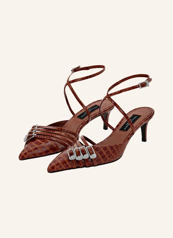 PHILIPP PLEIN Slingback Low Heels COCCO BRAUN