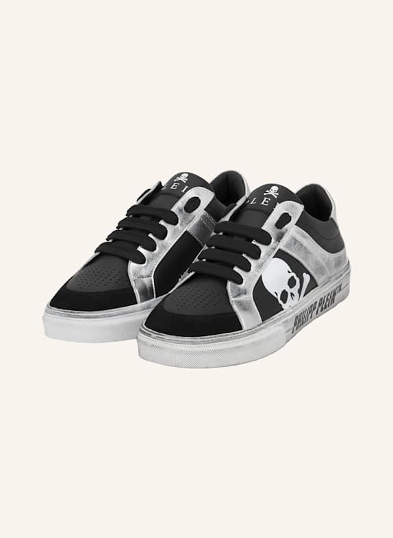 PHILIPP PLEIN Lo-Top Turnschuhe RETROKICKZ SCHWARZ/ SILBER