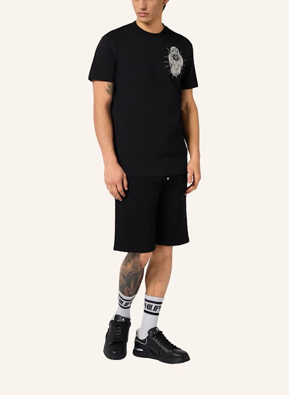 PHILIPP PLEIN Jeansshorts Fermentera MONOGRAM SCHWARZ
