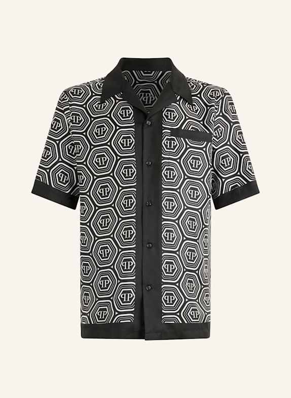 PHILIPP PLEIN PHILIPP PLEIN Silk Bowling Shirt Monogram 70's SCHWARZ