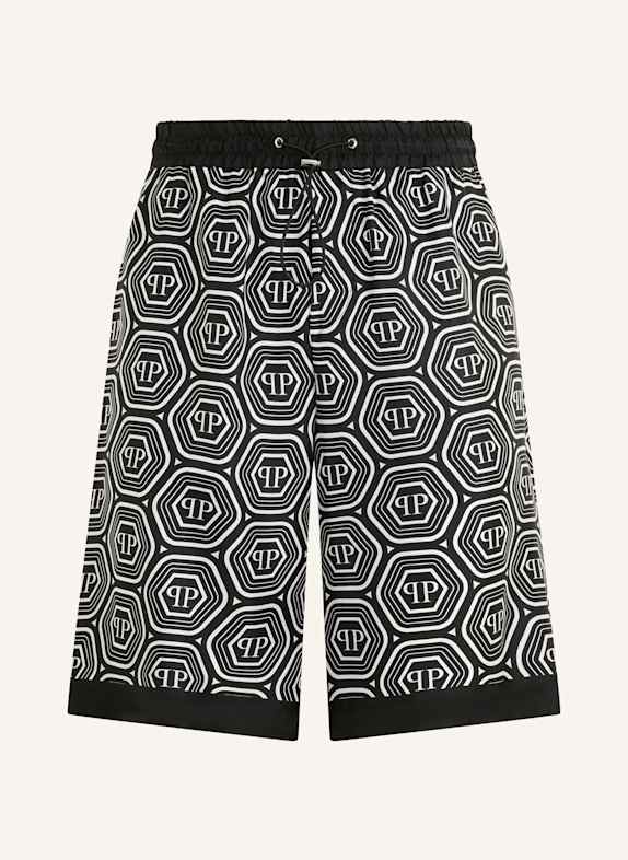 PHILIPP PLEIN PHILIPP PLEIN Silk Drawstring Shorts Monogram 70's SCHWARZ