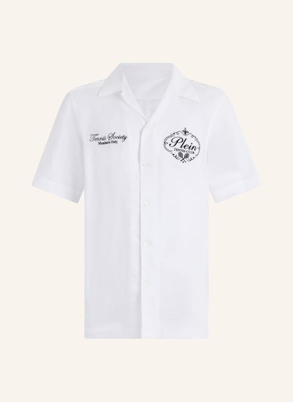 PHILIPP PLEIN PHILIPP PLEIN Linen Bowling Shirt Tennis Club WEISS