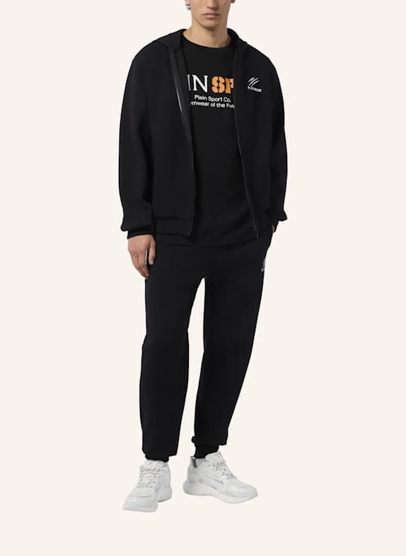 PLEIN SPORT Kapuzen-Sweatjacke ICON SCHWARZ