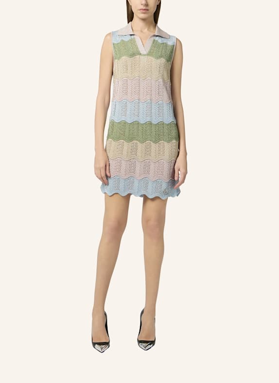 PHILIPP PLEIN PHILIPP PLEIN Polo Neck Mini Dress Color Wave BLAU/ GELB/ FUCHSIA