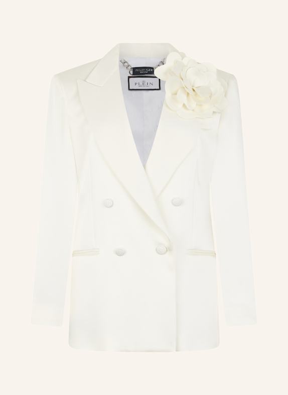 PHILIPP PLEIN PHILIPP PLEIN Double-Breasted Satin Blazer Roses WEISS