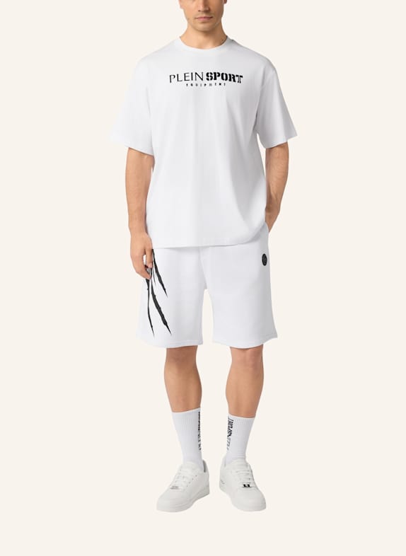 PLEIN SPORT Kurzarm-Rundhals-T-Shirt SCRATCH WEISS