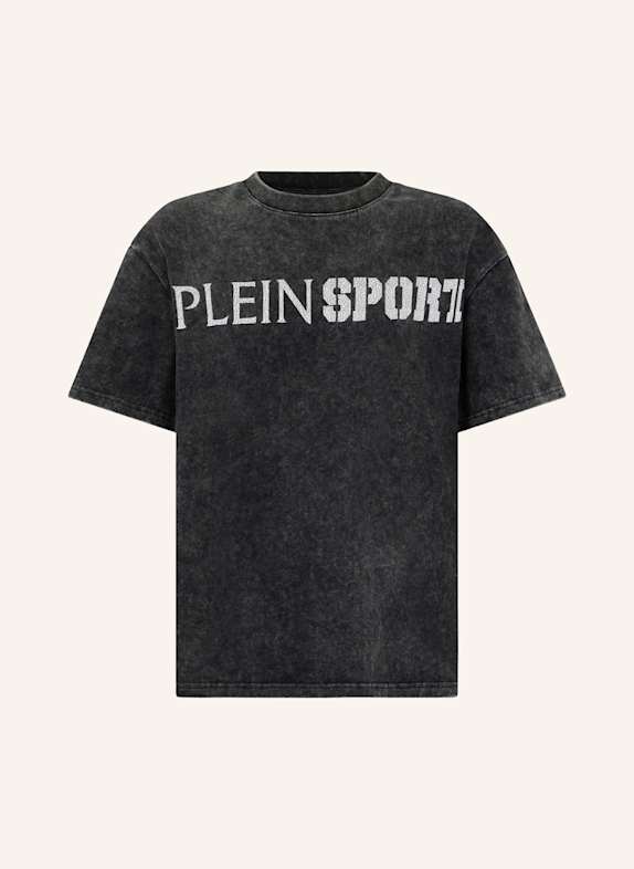 PLEIN SPORT PLEIN SPORT Washed Round Neck T-Shirt Crackle Scratch SCHWARZ