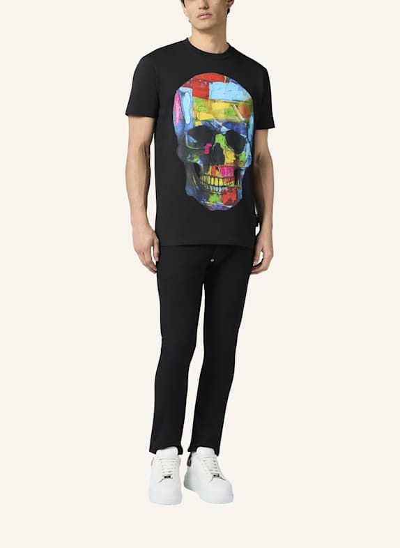 PHILIPP PLEIN Kurzarm-Rundhals-T-Shirt SKULL SCHWARZ