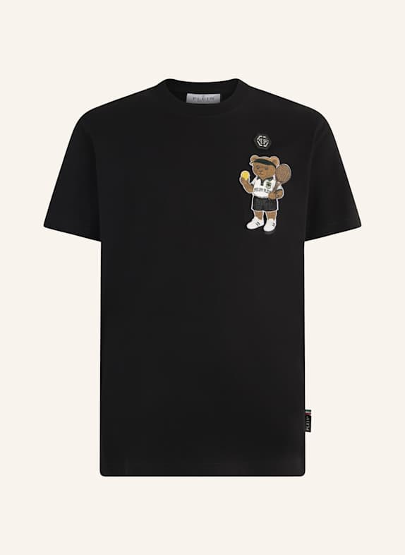 PHILIPP PLEIN PHILIPP PLEIN Round Neck T-Shirt Teddy Tennis Patch SCHWARZ