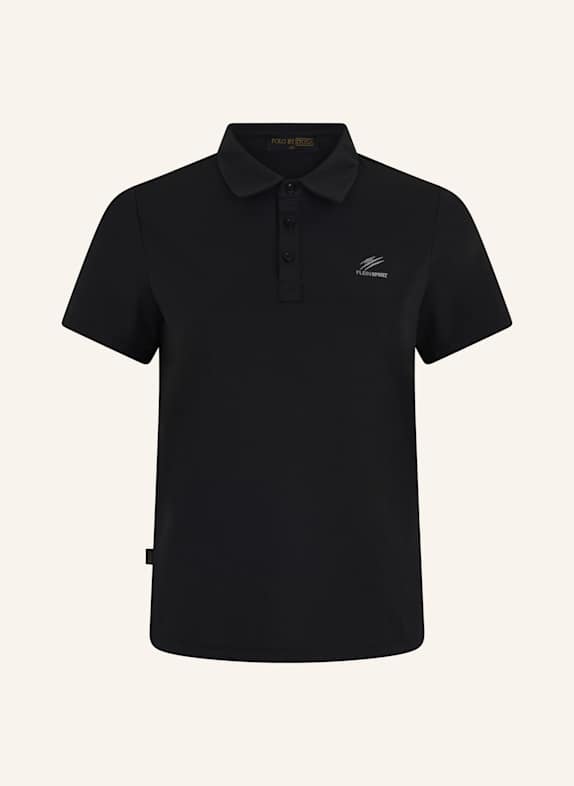PLEIN SPORT PLEIN SPORT Pique Polo T-Shirt Reflective Scratch SCHWARZ
