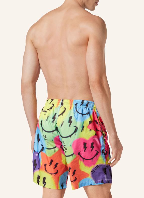 PHILIPP PLEIN Badehose SMILE BLAU/ GELB/ FUCHSIA