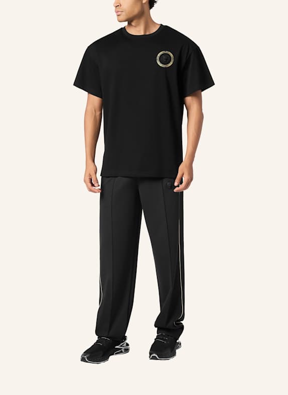 PLEIN SPORT Kurzarm-Rundhals-T-Shirt LOGO SCHWARZ