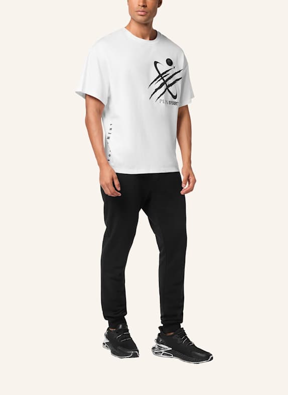 PLEIN SPORT Kurzarm-Rundhals-T-Shirt SCRATCH WEISS