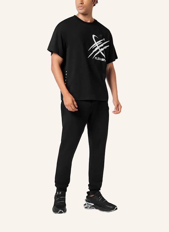 PLEIN SPORT Kurzarm-Rundhals-T-Shirt SCRATCH SCHWARZ