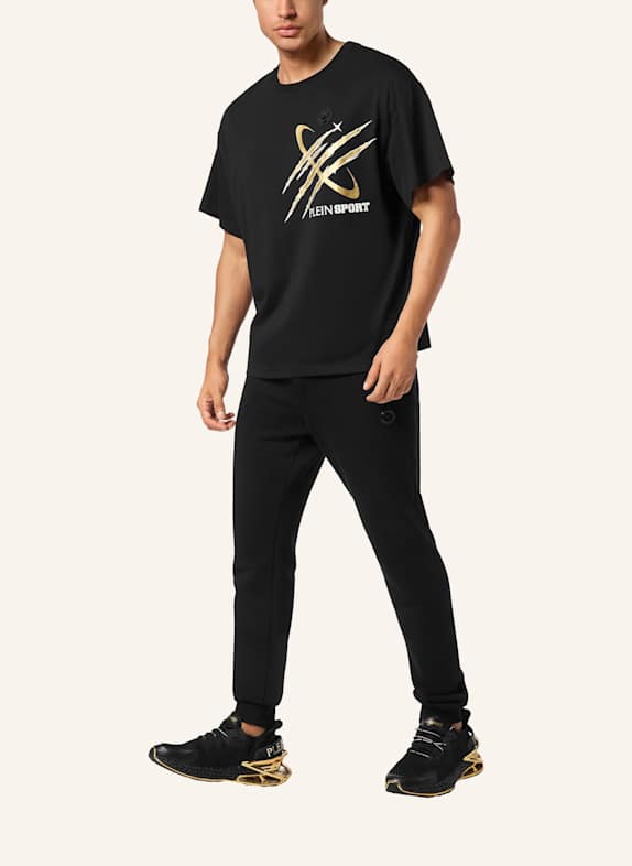 PLEIN SPORT Kurzarm-Rundhals-T-Shirt SCRATCH SCHWARZ