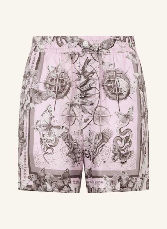 PHILIPP PLEIN PHILIPP PLEIN Silk Shorts Butterfly Tattoo ROSA
