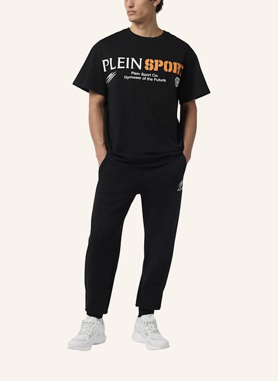 PLEIN SPORT Kurzarm-Rundhals-T-Shirt LOGO SCHWARZ