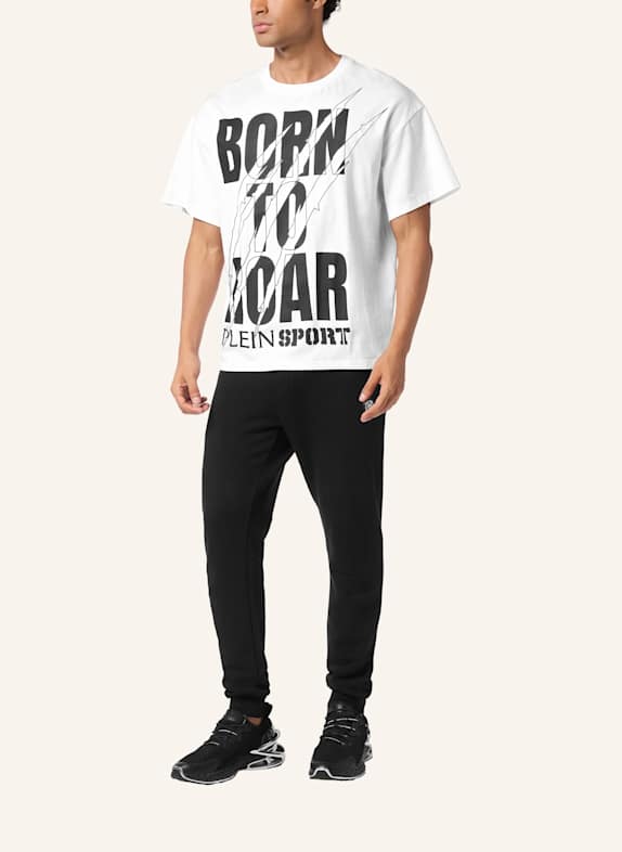 PLEIN SPORT Kurzarm-Rundhals-T-Shirt SCRATCH WEISS