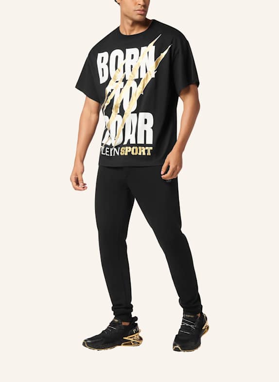 PLEIN SPORT Kurzarm-Rundhals-T-Shirt SCRATCH SCHWARZ