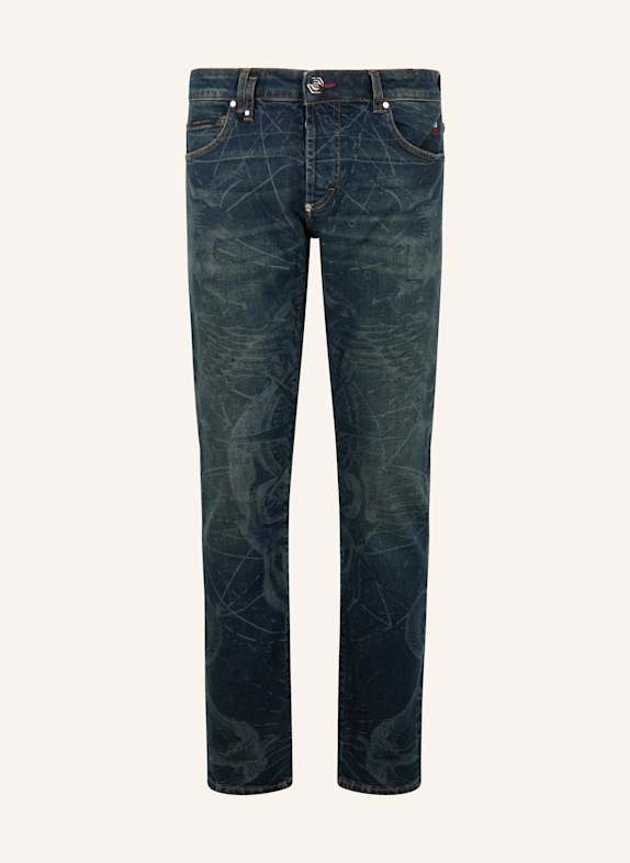 PHILIPP PLEIN PHILIPP PLEIN Printed Super Straight Cut Jeans Tattoo BLAU