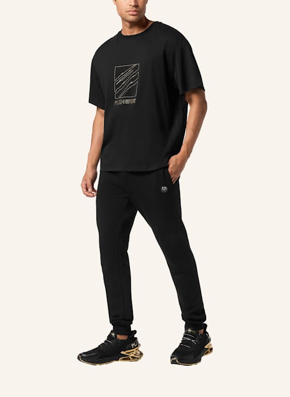 PLEIN SPORT Kurzarm-Rundhals-T-Shirt SCRATCH SCHWARZ