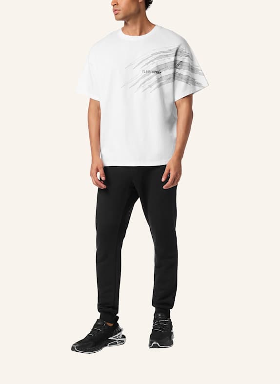 PLEIN SPORT Kurzarm-Rundhals-T-Shirt SCRATCH WEISS